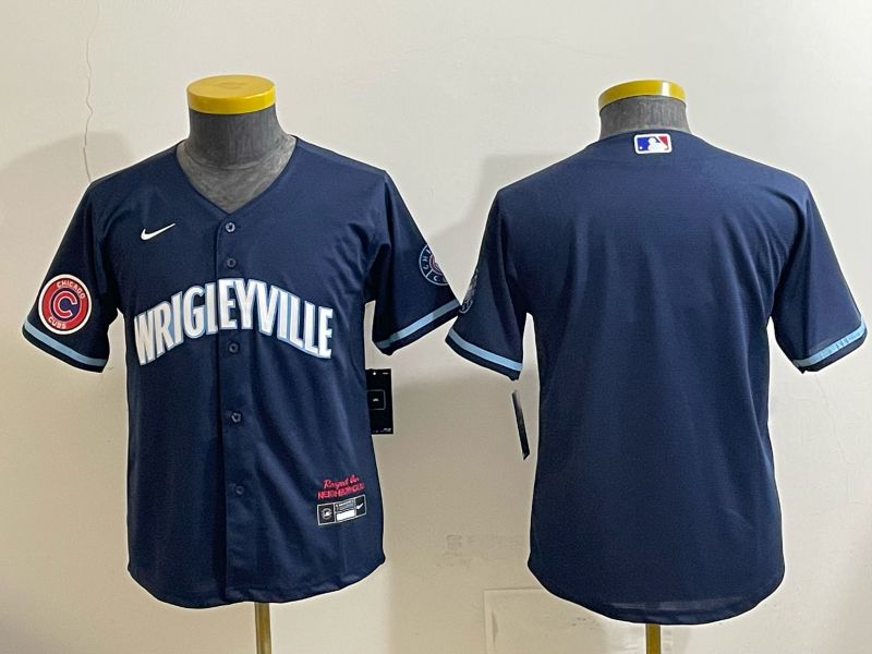 Youth 2026 Chicago Cubs Blank Drak Blue City Edition Nike MLB Jersey style 004